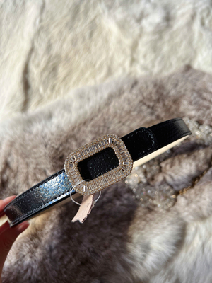 超美黑色轻奢三文鱼皮女腰带