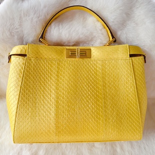 D家秋冬美物新品 超美奢华天然蛇皮女包手提包单肩中号