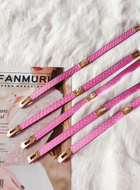 D家早春美物新品 超美高端奢华天然蛇皮手环手链双圈女士手镯