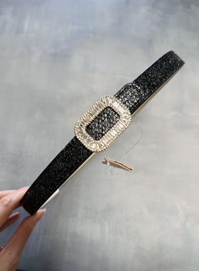 NEW仙品美物 超美黑色璀璨星河轻奢天然三文鱼皮细腰带女皮带裙带