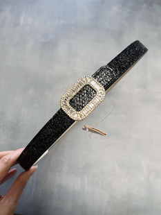 NEW仙品美物 超美黑色璀璨星河轻奢天然三文鱼皮细腰带女皮带裙带