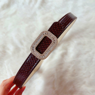 NEW仙品美物定制 深咖色轻奢三文鱼皮细腰带女皮带装饰配裙时尚女