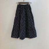 夏季 亚麻裙棉麻长裙半身裙民族风印花中裙碎花学院风A型裙百褶裙