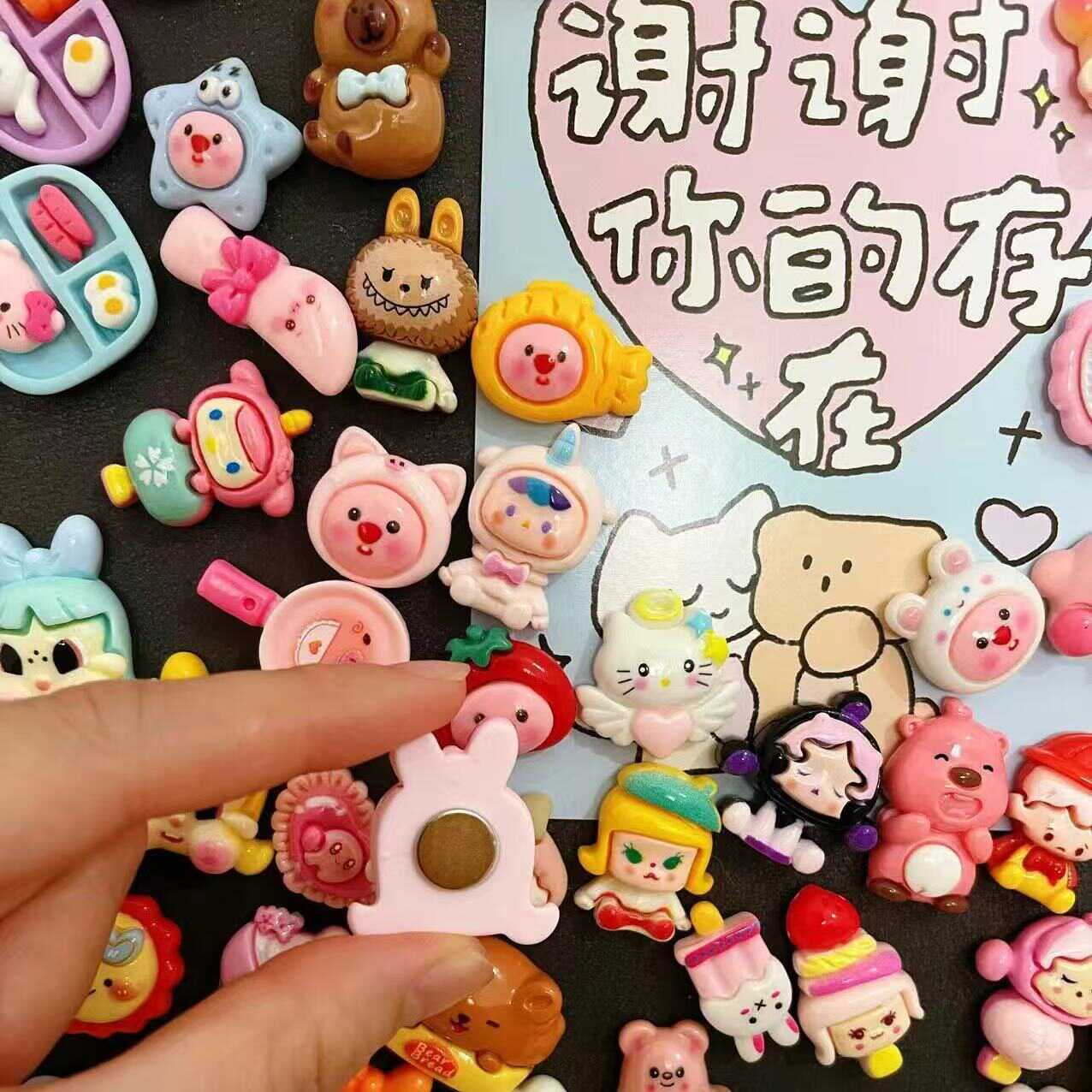 冰箱贴diy食玩迷你可爱卡通磁吸式创意强磁复古文字3d立体网红ins