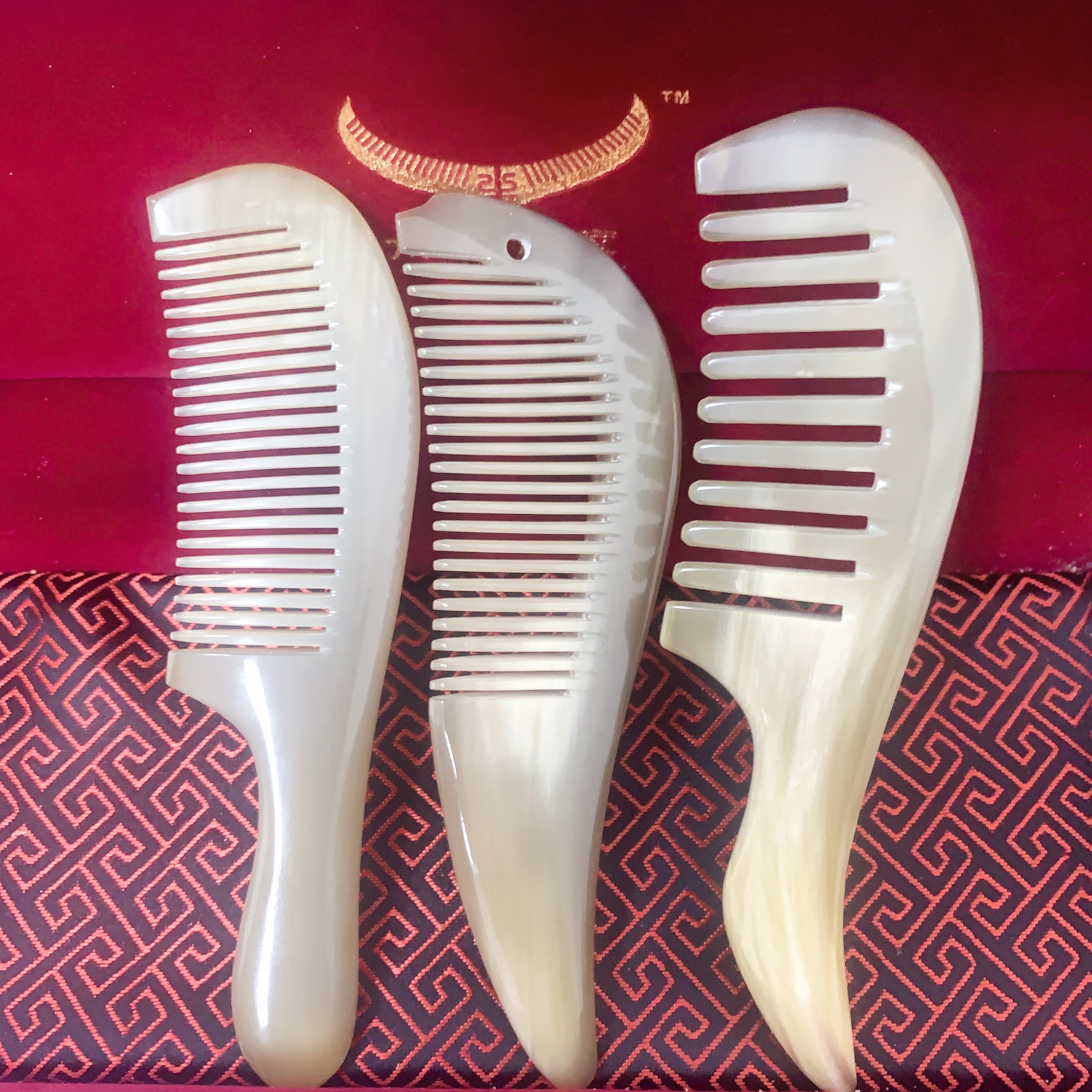 天然牛角梳15-16cm手工