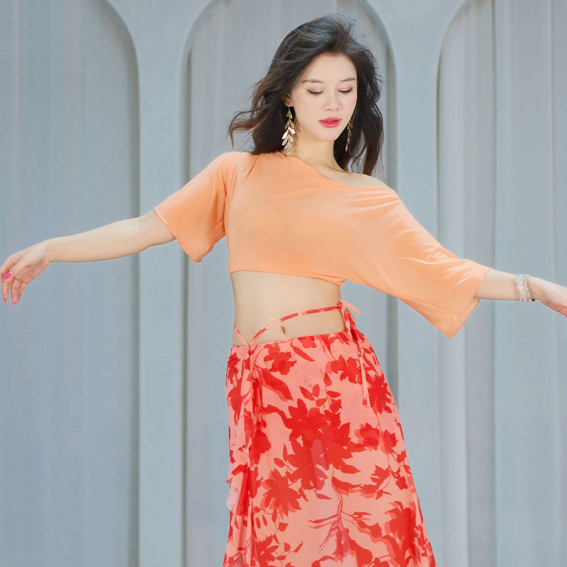 肚皮舞上衣2026新款性感网纱宽松高级练功服时尚东方舞表演出服装