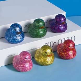 亮片鸭邻里手打柠檬茶小黄鸭奶茶店小鸭子批发印字定制礼品玩具