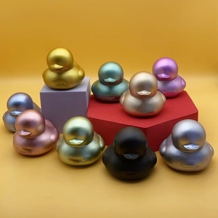 彩金小黄鸭邻里小鸭子玩具黄金鸭黑鸭彩色鸭闪金鸭手打柠檬茶赠品