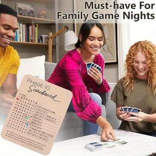 跨境爆款Phase10ScoreBoard第10计分卡和回合追踪器棋盘游戏木质