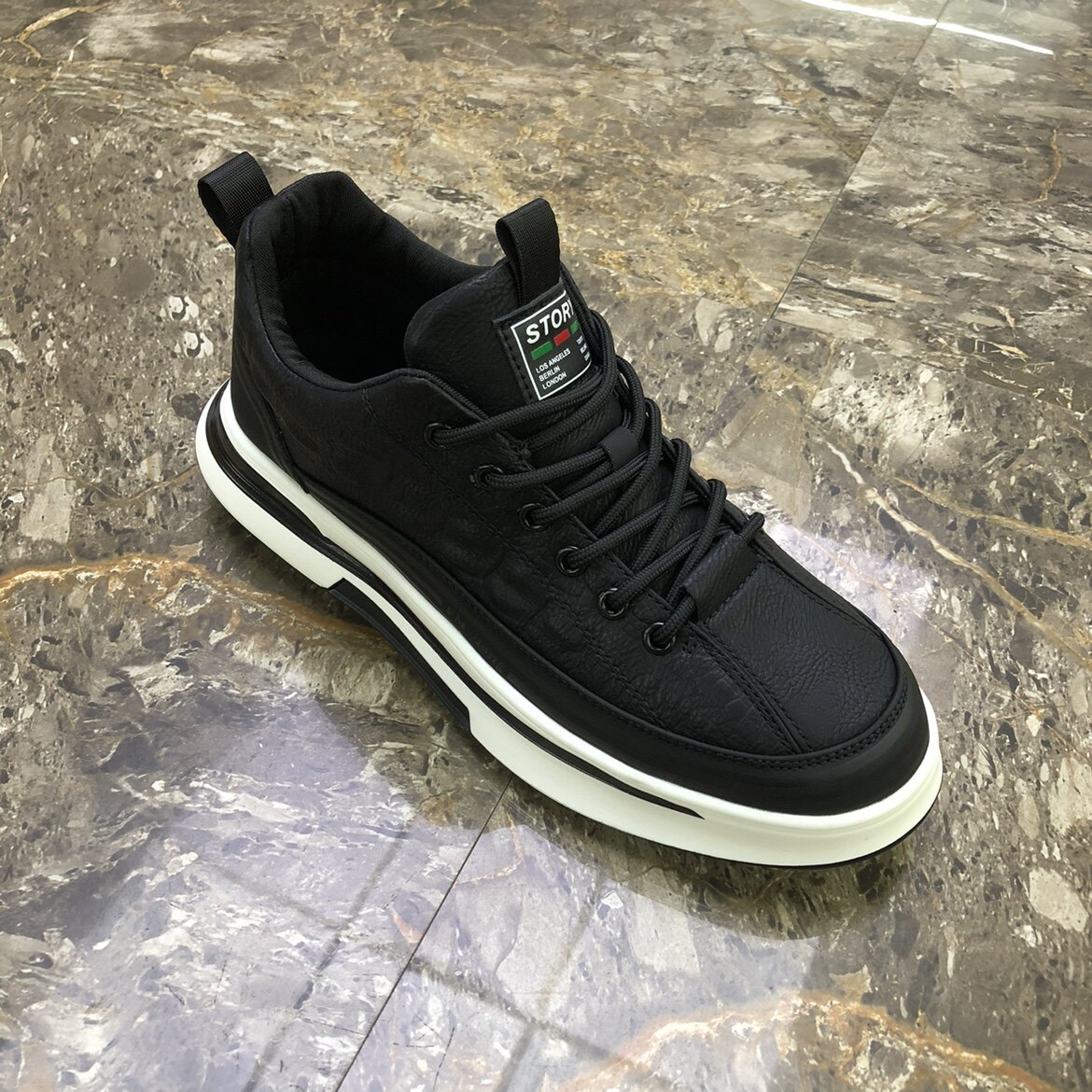 秋冬新款潮男鞋快手同款牛筋鞋底防滑耐磨加棉运动跑步特大45码46