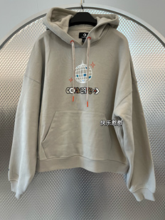 正品CONVERSE匡威秋冬薄绒女款休闲印花连帽卫衣宽松10024176-A02