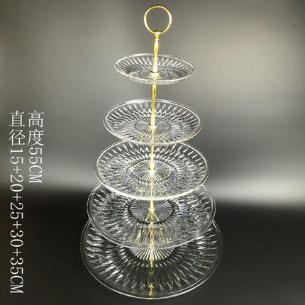 透明亚克力五层果盘多层果盘寿桃盘塑料盘寺庙祭祀宝塔果盘包邮