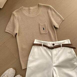 刺绣小标针织短袖 经典 26春夏新品 2639 口袋小马