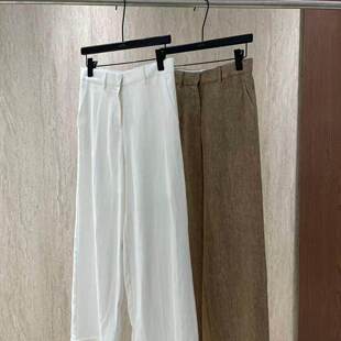 高腰亚麻直筒阔腿裤 经典 26春夏新品 2639 极简肌理裤