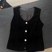 千金气质风复古领马甲背心 26春夏新品 丝绒马甲