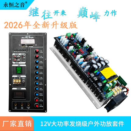 12V功放户外拉杆音箱广场舞功放板大功率蓝牙Ok唱歌吉他功放套件