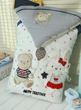 韩国Happyland新生儿抱被外出纯棉春秋冬婴儿包被加厚盖被可脱胆