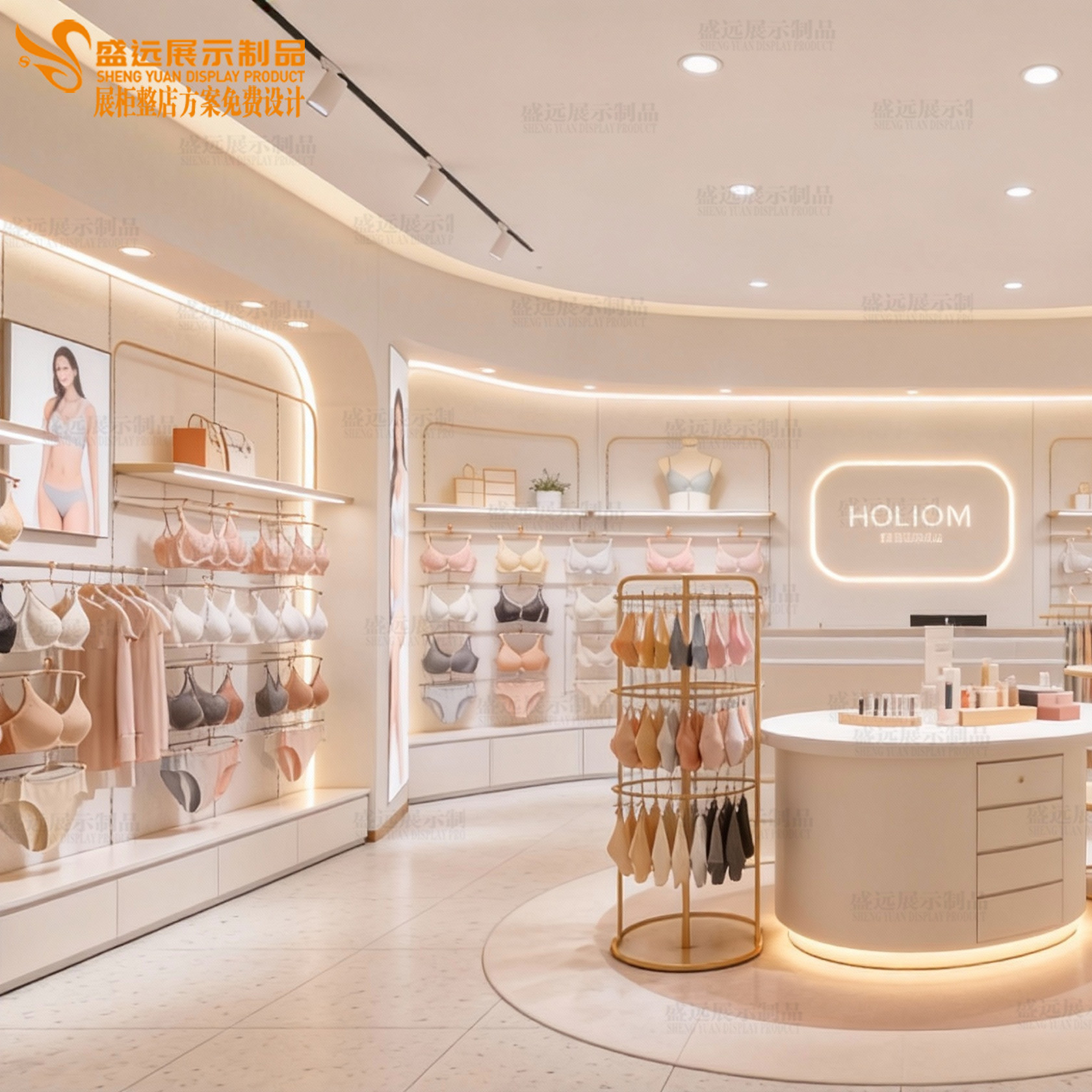 网红内衣展示柜店铺实拍展柜带灯文胸货架轻奢内裤睡衣中岛柜定制