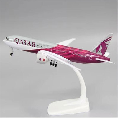 20CM B777卡塔尔飞机模型带起落架客机航模静态收藏合金摆件品