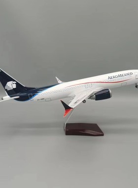 47CM树脂飞机B737Max8墨西哥客机航模带起落架客厅装饰摆件