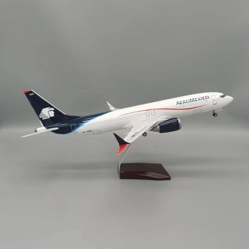 47CM树脂飞机B737Max8墨西哥客机航模带起落架客厅装饰摆件