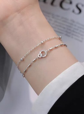 925纯银双层手链轻奢小众手串高级感闺蜜女百搭爆款手镯