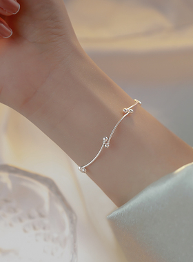 S925纯银豆豆结手链ins小众设计闺蜜手链女生手链2022年新款女