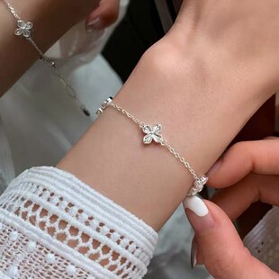 925纯银幸运草手链小众女款手镯爆款轻奢高级感闺蜜手串
