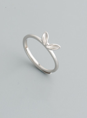 s925兔子耳朵女个性气质学生戒指