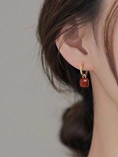 925银针方块耳圈女耳钉2023新款 耳环小众高级感耳饰 爆款