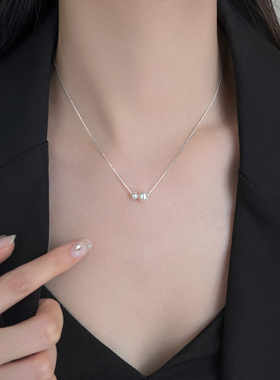 s925纯银珍珠项链女2023新款爆款轻奢毛衣锁骨链小众设计