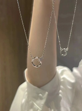 S925纯银莫比乌斯环项链女轻奢小众设计感高级锁骨链2023新款爆款