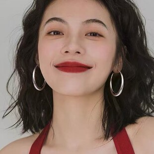 925银大圆圈耳环素圈2025新款爆款耳钉女小众高级感耳饰