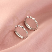 S925纯银竹节耳圈女简约百搭韩国耳环夏季 小众精致冷淡风耳扣