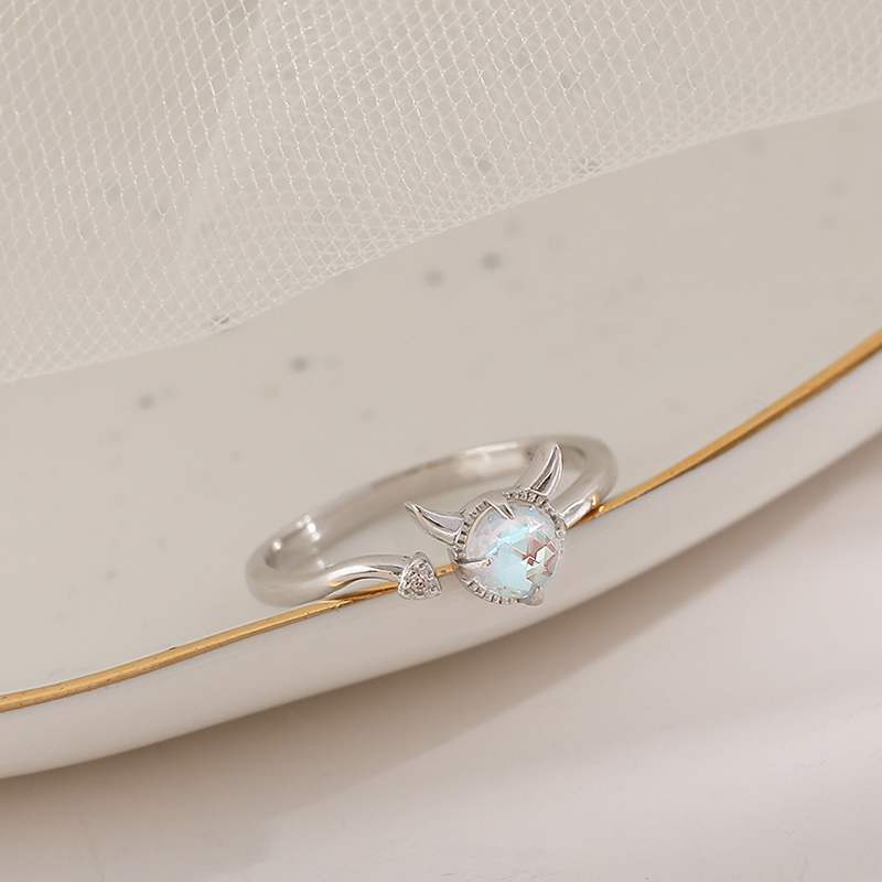 纯银小恶魔蹦迪戒指网红可调节