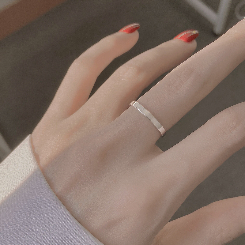 925纯银素戒光面开口戒简约设计感ins潮人戒指轻奢时尚冷淡风高级