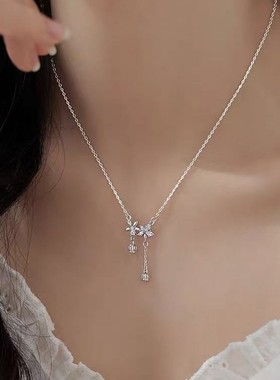 925纯银铃兰花项链女轻奢2025新爆款高级流苏颈链锁骨链