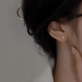 纯银月亮耳钉女2023年新款 养耳洞耳环耳饰 潮小巧精致睡觉不用摘