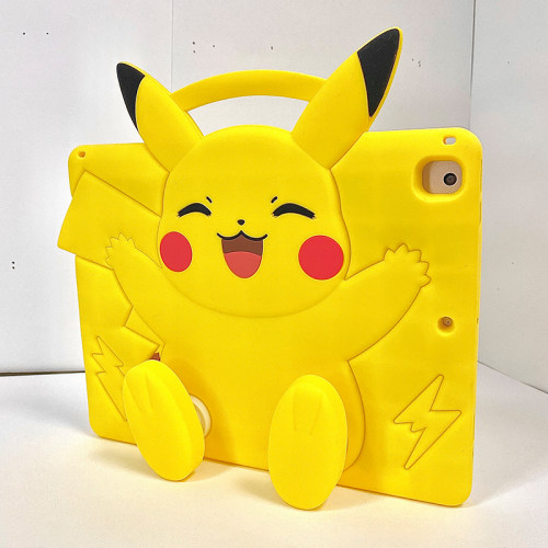 手提皮卡丘ipad11保护壳伸缩支架air7笔槽第九代air5外壳苹果平板8电脑儿童4可爱mini6防摔硅胶10.2适用A2270