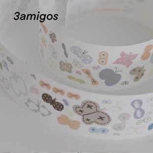 满49包邮｜3amigos手帐胶带分装甜豆子一个花圆候鸟淡彩花花现货