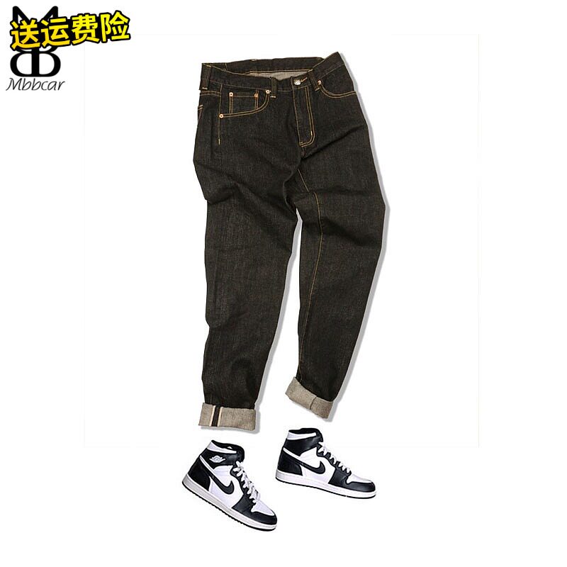Mbbcar Europe and America West Coast Harajuku Metrosexual Heavy Primary color Black Bull Denim jeansin the Men's clothing, Jeans  category - from Buy2taobao.com to provide professional Taobao agent buy service