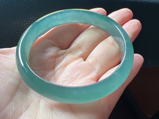 6.3无纹裂 57圈 11.1 冰种起胶 56.8 天然翡翠A货蓝水手镯