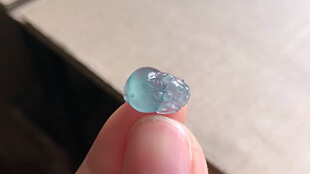 天然翡翠A货冰种蓝水貔貅,12.6-9.3-4.1,0.92g