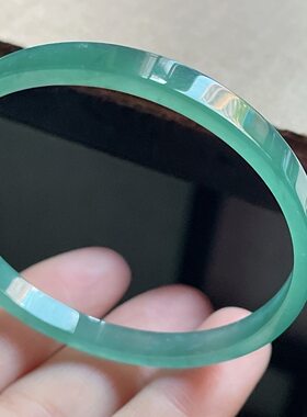天然A货翡翠冰种蓝水方镯女款冰润蓝绿玉石手镯配证书53-54圈