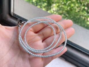 天然翡翠A货高冰白钢多圈珠链,挂件绳,卡2.6,总长度50公分左右
