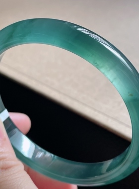 天然翡翠A货冰种起光蓝水手镯，57-58圈，57-9.9-6.4，36.66g