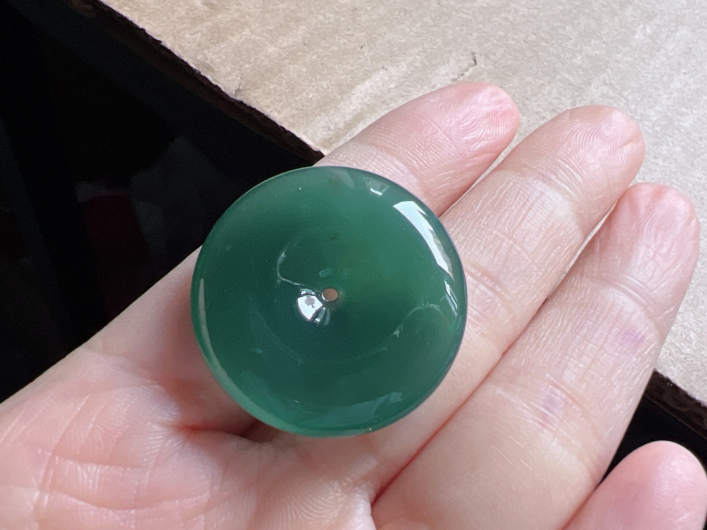 天然翡翠A货冰润蓝绿平安扣吊坠，29.6-5.7，10.19g