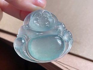 缅甸天然翡翠A货高冰蓝钢大佛公，收藏级别，40.8-46-8.6，23.58g