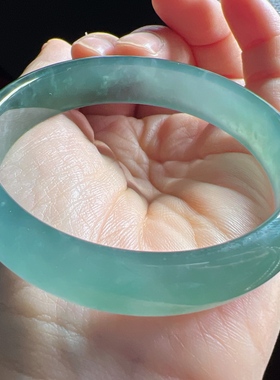 天然翡翠A货冰蓝水手镯，53-54圈冰种起胶53.9-11.8-6.0，35.93g