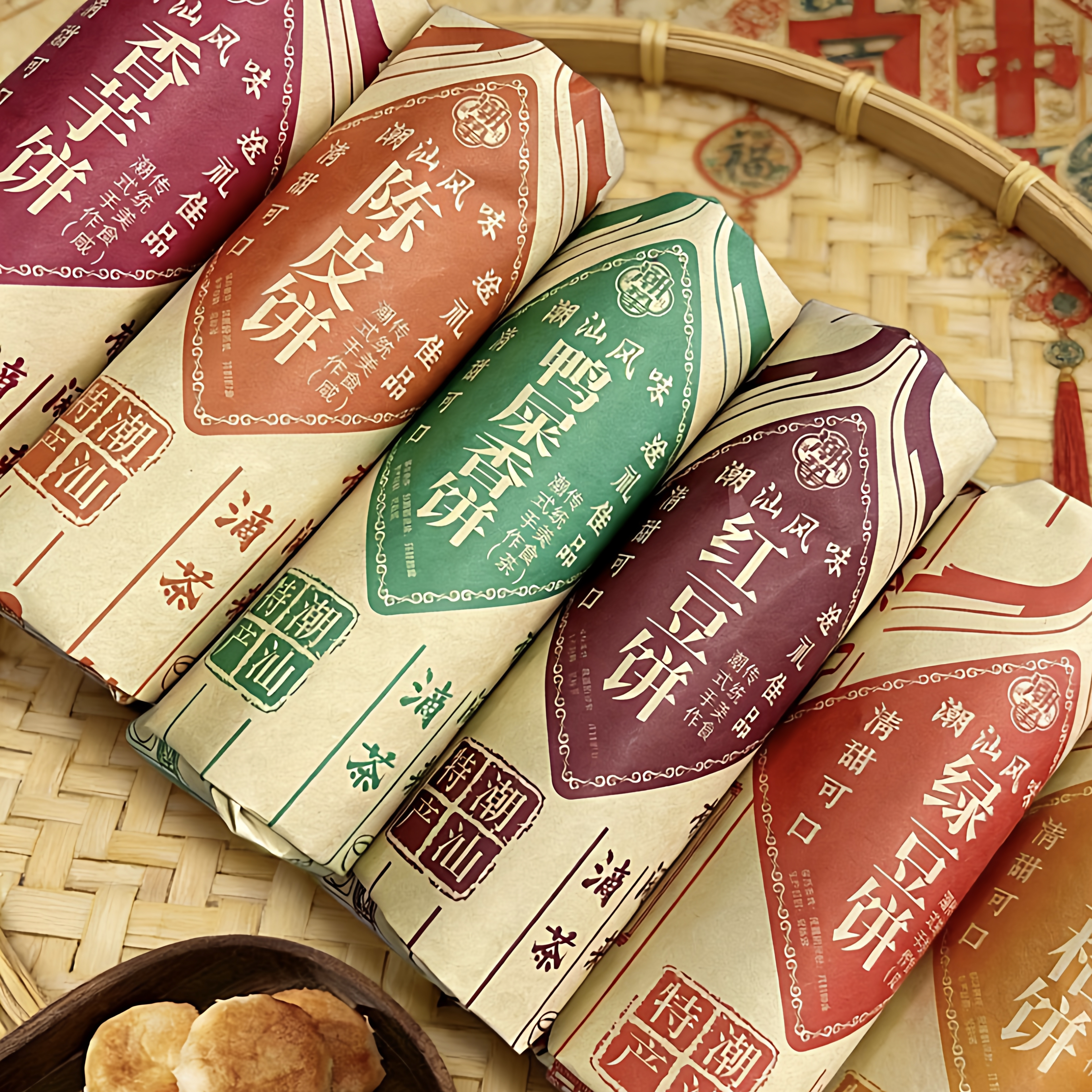 绿豆饼红豆饼广东潮汕特产汕头零食美食潮州鸭屎香陈皮饼香芋饼